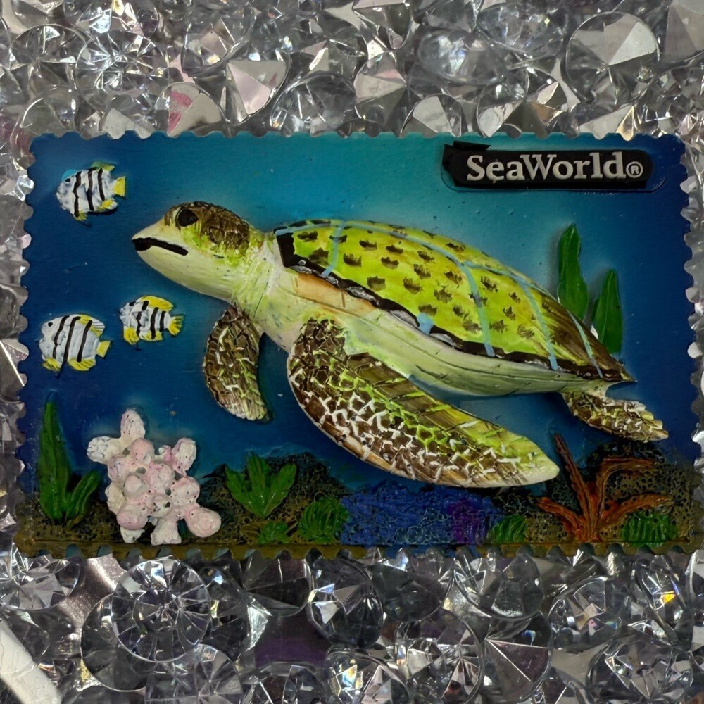 Seaworld plaque tile magnet Green Sea Turtle Aquarium Ornament